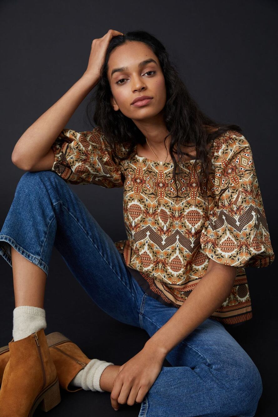 New Anthropologie Shannon Swing Blouse by Porridge $128 SMALL Retro